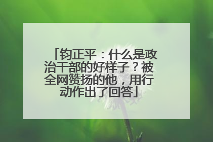 钧正平：什么是政治干部的好样子？被全网赞扬的他，用行动作出了回答