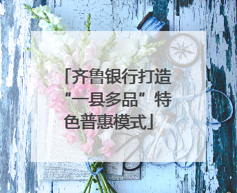 齐鲁银行打造“一县多品”特色普惠模式